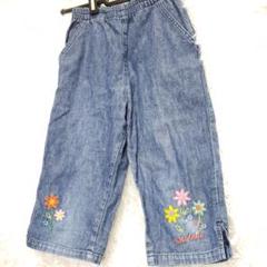 【美品】ミキハウス 花柄刺繍デニムパンツ 120cm