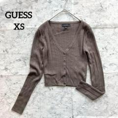 【GUESS】ゲス リブニットカーディガン ショート丈 クロップド カーキ