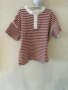 ペアマノン赤と白のストライプ Tシャツ 半袖