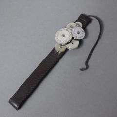 BVLGARI ブルガリ ストラップ ブラウンレザー×メタルディスク シルバー
