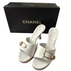 CHANEL シャネル サンダル ミュールウッドバックルココマーク未