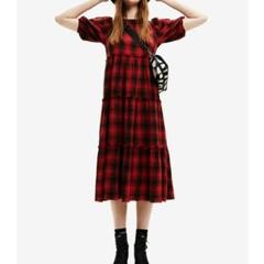 Desigual チェックプリントミディワンピース ティアード