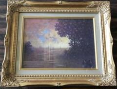 爆売り！ 島田武朋「夕照圖」油彩 メルカリ - C 絵画 油画 油絵 F4額装 絵画