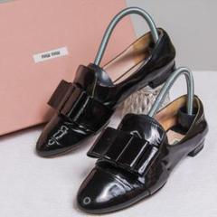 新品未使用miu miu バレーシューズデニムウェッジソール37.5㎝