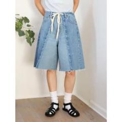 Ungrid新品☆リメイクデニムハーフパンツ（ブルー）