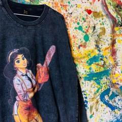 アラジン ジャスミン メンズ ロンＴ 長袖 グロテスク 黒 L XL 秋冬