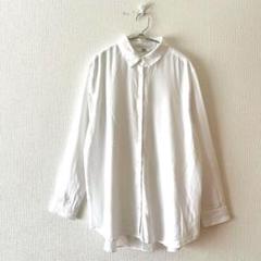 ☆【ユニクロ】レーヨンエアリーブラウス ボタンシャツ チュニック丈 後タックXL