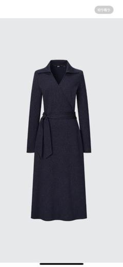 新品 ネイビー UNIQLO C プリントラップワンピース サイズS