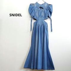 美品 SNIDEL スイッチングデコルテオープンデニムワンピース