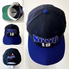 90s NOMO 野茂英雄 ドジャース キャップ 帽子 黒青　未使用のサムネイル