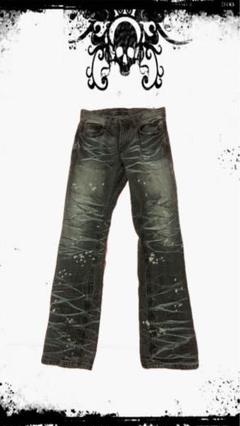 ダークグレー スリムフィット デニムパンツ y2k グランジ お兄系 平成