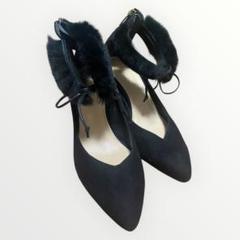 carino ファー付きブラックハイヒール