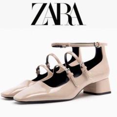ZARA レザー　ブロックヒール　シューズ ZARA - 美品‼️ZARA ブロックヒールシューズの通販 by summer