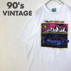 2496 90s シングルステッチ　FIJI　魚　ビッグロゴ　半袖　Tシャツ　色