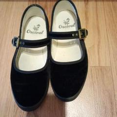 ★新品未使用★オーチバル★ベルベット　ストラップシューズ　24センチ★黒 ORCIVAL シューズ バレエシューズ ORCIVAL/オーシバル