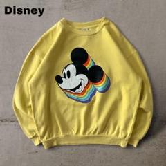 Disneyディズニーミッキーレインボースウェットトレーナーイエロー虹レトロ古着