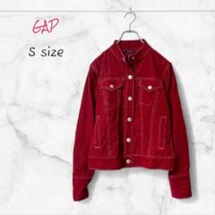 GAP ジャケット ノーカラー レッド Sサイズ コーデュロイ スナップボタン