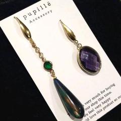 《№499》マーブルドロップ×クリスタルピアス