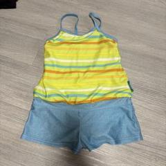ビタミンカラー女の子用ストライプ水着 130cm