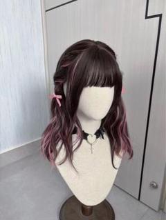 クラシック ウィッグ 地雷系 メルカリ - ヘアアレンジ 巻き髪 黒ピンク ウィッグ・エクステ