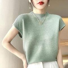 サマーニット XL ライトブルー 水色 半袖 フレンチスリーブ カットソー