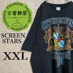 【90s】USA製 スクリーンスターズ Tシャツ シングルステッチ 黒 XXL