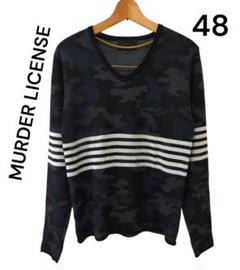 MURDER LICENSE メンズ　迷彩 Vネックセーター 48