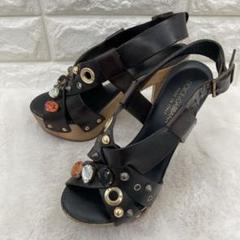 超レア❗️DOLCE & GABBANA ストラップ付きプレートブラックサンダル