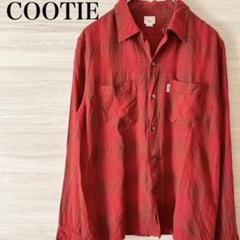COOTIE 開襟シャツ オンブレ チェック ネルシャツ　赤 黒