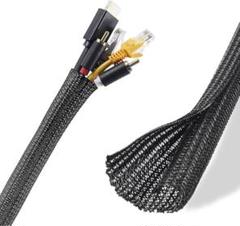 ケーブル収納スリーブ 長さ約5M 直径13mm 黒編組ケーブルカバー