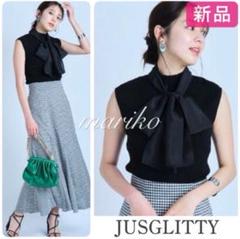 【新品】ジャスグリッティー シアーショートシャツ　アプワイザーリッシェ　アナイ 新品】ジャスグリッティー サイドボタンリブニット 白