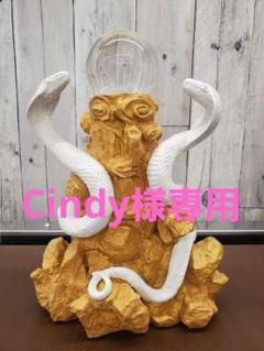 水晶、白蛇置物木彫り 水晶、白蛇置物木彫り