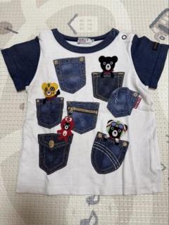 DOUBLE.B デニム　ポケットデザイン　Tシャツ 90サイズ　ネイビー