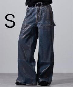 CLEL 特殊加工ダブルニーデニムパンツ　アッシュグレー CLEL】特殊加工ダブルニーデニムパンツ アッシュグレー Mサイズ