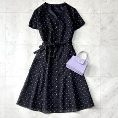 ★極美品　ローラアシュレイ　ロングフレアワンピース　ドット❤︎ベルト　L 極美品☆大きいサイズ ローラアシュレイ ドット柄 ロング