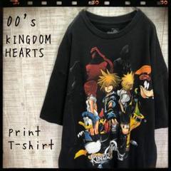キングダムハーツ　00sゲームT　キャラプリント半袖Tシャツ　黒Lミッキー　古着 キングダムハーツ 00sゲームT キャラプリント半袖Tシャツ 黒L