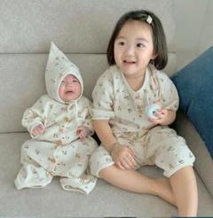 韓国子供服 サーマルワッフルセットアップ 100