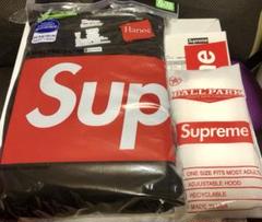 週末値下げsupreme Hanes Tシャツ 黒2枚 ステッカー、ポンチョ付き