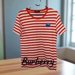 新品』Burberry 赤と白のストライプ Tシャツ - メルカリ