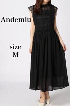 新品タグ付き【Andemiu】アンデミュウ レースキリカエシフォンワンピース M Andemiu - アンデミュウ レースキリカエシフォンワンピース7分袖