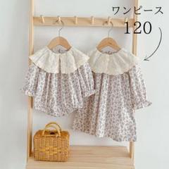 小花柄レースカラーワンピース120女の子姉妹お揃いお洒落韓国子供服プレゼントa