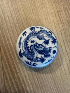 龍茶道具 中国美術 青花 果実 香合 古美術(AZ994)
