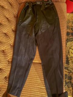 80s KOHSHIN SATO vintage レザー切り替えスラックス
