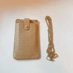 編み込みチェーンバッグ♡スマホ＆財布対応　スマホショルダー　ベージュゴールド