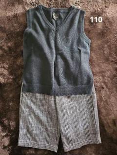COMME CA ISM ベストとチェックパンツセット 110