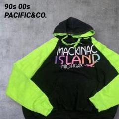 90-00sインポート古着PACIFIA&CO.ライムカラー　ラグラン　パーカー