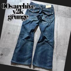 2000s loose flare denim pants y2k grunge