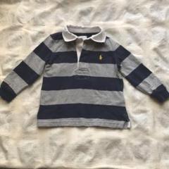 美品　ラルフローレン　ラガーシャツ紺グレー18M