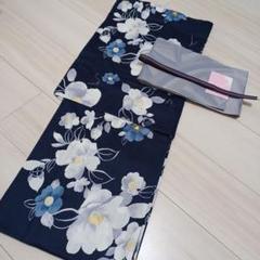 新品☆呉服屋♪大人清楚な濃紺　暈し染椿！　夏着物　浴衣３点セット 新品☆呉服屋♪大人清楚な濃紺 暈し染椿！ 夏着物 浴衣3点セット
