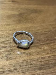 (本日中セール)天然石オパール　シルバーリング　刻印あり　大粒　特大　美品 本日中セール)天然石オパール シルバーリング 刻印あり 大粒